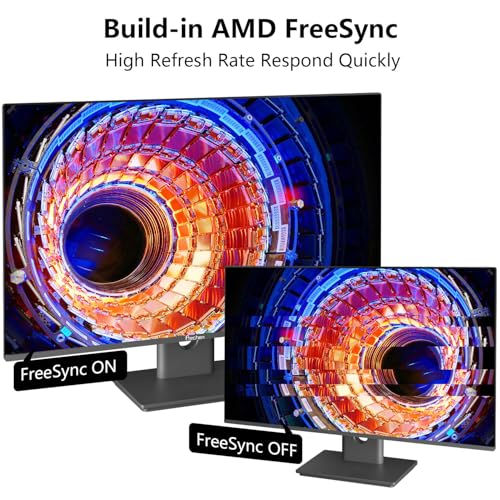 23,8 Zoll PC Gaming Monitor QHD 2560 x 1440 2K 100 Hz, 2 ms, Lautsprecher, HDR, 99% sRGB IPS LED Computer Bildschirm mit HDMI/DP-Anschlüssen, AMD FreeSync-kompatibel, VESA-Unterstützung, Schwarz – Bild 5