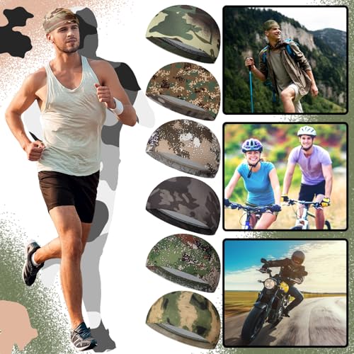 Image of Boao 6 Pieces Cooling Skull Caps Helmet Hard Hat Liner Sweat Wicking Running Beanie Cycling for Men Women