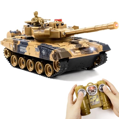 Supdex Rc Panzer 1/24 Ferngesteuerter Kampf Panzer RC Spielzeug 2.4GHz Fernbedienung Panzer Modell mit Lebenskontrollleuchte für Kinder ab 6 Jahren Jungen