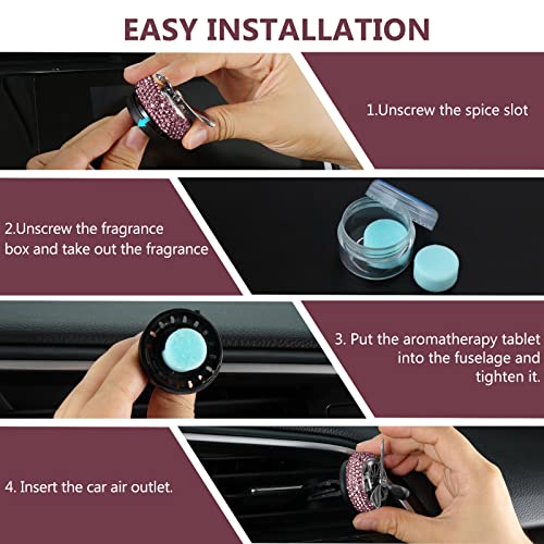 Image of eing Car Air Freshener,Turbo Spinning Car Vent Clip Fragrance Diffuser,Essential Oil Air freshener with Bling Crystal Diamonds,Stylish Propeller Shape Car Decor (1 - Pack Purple)