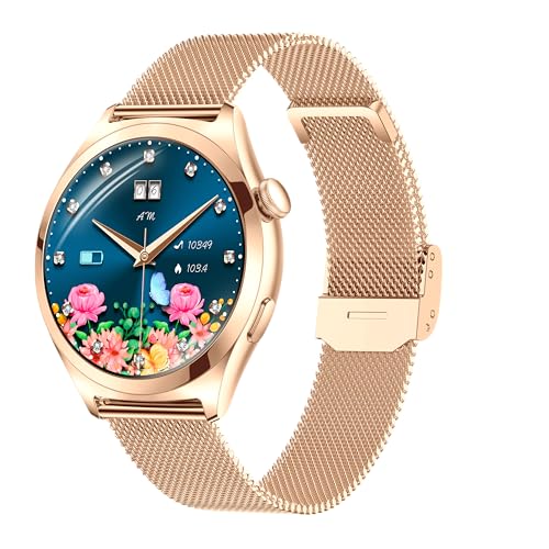 Fitonme Reloj Inteligente Mujer Llamadas, Pantalla Curva HD de 1,27', Monitor de Frecuencia Cardíaca Sueño, 120+ Modos Deportivos, Impermeable IP68, Smartwatch Mujer para Android iOS (Plata)