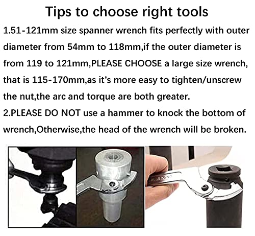 Vmotor Chrome Vanadium Adjustable C Spanner Hook Wrench Tool - 2-4 3/4"(51-121Mm) #TOP2
