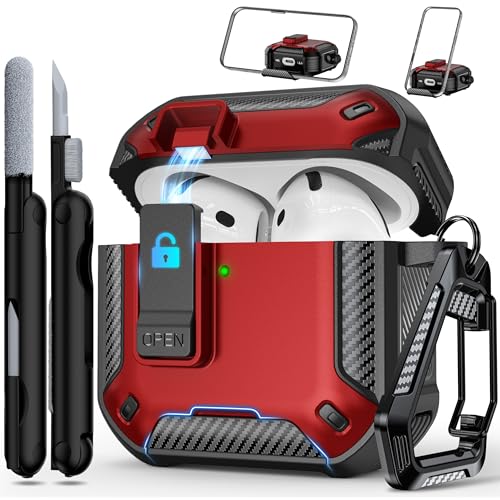 Image of RFUNGUANGO for AirPods 5 /4 Case (2026 /2024) with Lock, Red