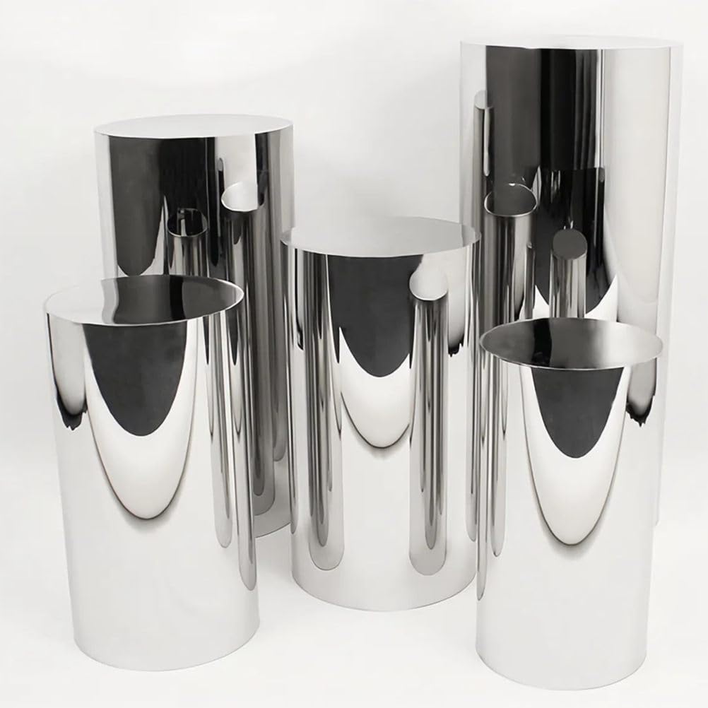 3/5 Pezzi Supporto Tavola Dessert, Colonne in Acciaio Inox per Tavola Dessert, Piedistalli per Display, Supporto per Racks di Torta, Ideale per Matrimonio e Feste,Medium 3piece Set