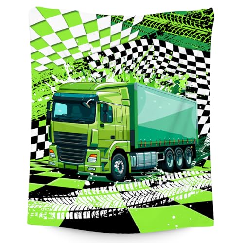 Boys Blanket, Kids Car Blankets Gifts, Construction Truck Theme Throw, Cozy Flannel Throw for Men, 60"x80"