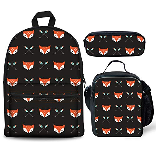 Cartoon Fox: Juego de 3 Mochilas para el Almuerzo con diseño de Zorro y Flecha