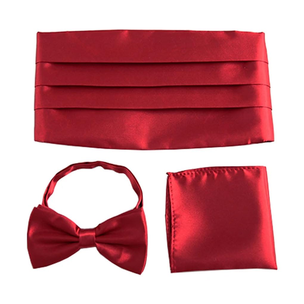 Set di fasce da uomo con fazzoletto quadrato e papillon, per smoking, matrimonio, cintura da cerimonia