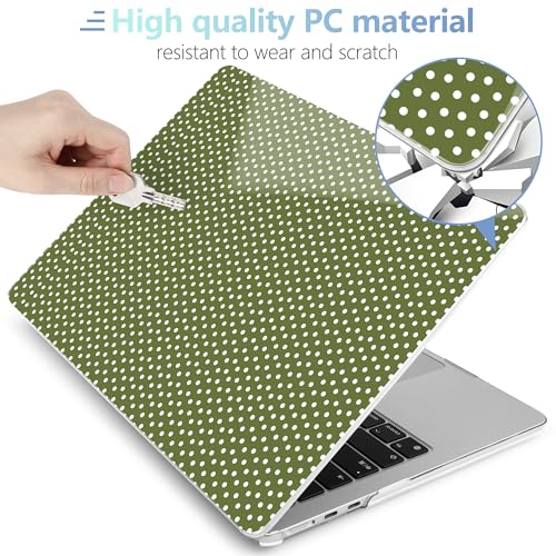 Image of MEEgoodo Case for M5 /M4 /M3 /M2 MacBook Air 13 inch 2026 2025 2024 2022, Fit Model A3449 /A3240 /A3113 /A2681, Case Compatible with MacBook Air 13.6-inch, Polka Dots & Green