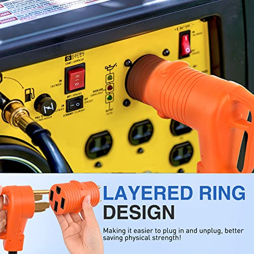 Image of Nilight 30 Amp to 50 Amp RV Power Adapter TT-30P to 14-50R | 3 Prong 125 /250 Volt Heavy Duty Converter 30A Male Plug to 50A Female Receptacle for Camper Caravan Trailer Generator