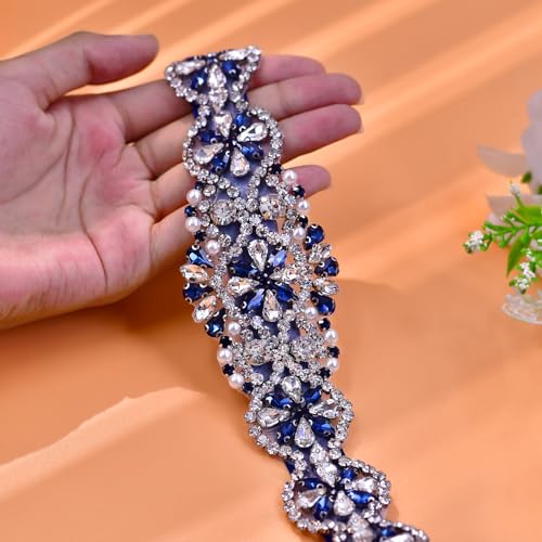Ladies Dress Belt Navy Blue Rhinestone Handmade Decoration Party Party Party Party Walk Bridesmaid Dress Belt Wedding Female Guest Accessories4