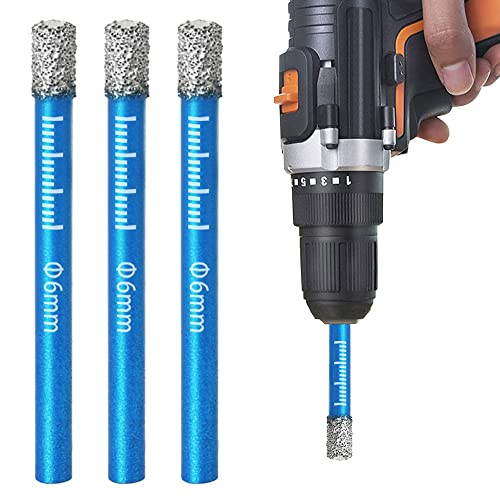 3 Pcs 6mm Diamond Tile Drill Bit Set for Granite, Ceramic, Marble, Stone, Glass - Hard Materials Round Shank Dry Drill Bits 1 3 Pcs 6mm Diamond Tile Drill Bit Set for Granite, Ceramic, Marble, Stone, Glass - Hard Materials Round Shank Dry Drill Bits