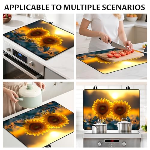 Image of BVBOX Stove Top Cover for Electric Stove, 28 inch x 20 inch Glass Cooktop Protector Mat with Hanging Loops, Anti-Scratch Non-Slip Dish Drying Mat, Washable Countertop Pad