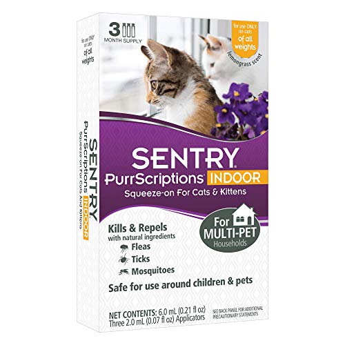Sentry PurrScriptions Cat & Kitten Squeeze-On Flea & Tick Control, for Indoor Cats, 3 CT
