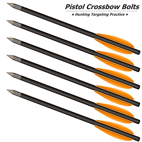 HUNTSPM 6.3" Carbon Crossbow Bolts Arrows with Sharp Steel Tips for 50-80lbs Pistol Crossbow Precision Target,Great for Practicing Shooting Target, Small Hunting (12pcs orange) - Image 4