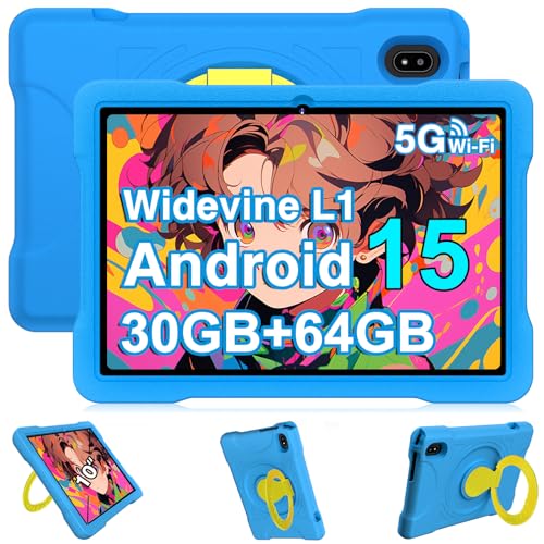 Image of Tablet 10 Inch 2026 Android 15 Tablet 30GB 64GB 1TB with Gemini AI, Octa-Core Eletronic Tablet, Parental Control, Drop-Proof EVA Case, 6000mAh, Widevine L1, 5G WiFi, HD IPS Display, Blue
