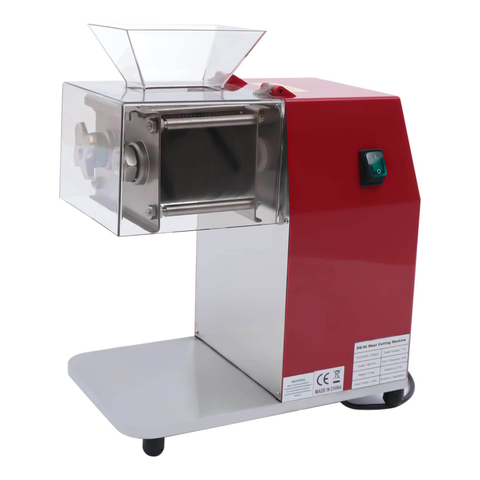 1100W Meat Cutter Commercial Meat Cutting Machine with Large Inlet Meat Slicer for Cutting Boneless Meat Chicken Lamb Beef, Stainless Steel, Vertical Operation, Non-adjustable Thickness