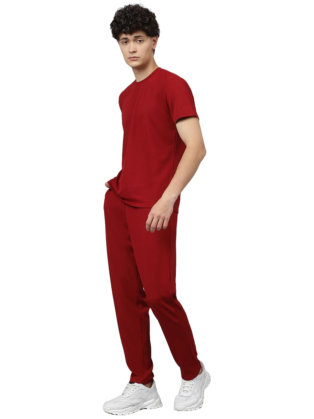 Men's Crepe Blend Solid Pattern Pajama & T-Shirt Set, Short Sleeve, Round Neck, Drawstring, Pocketed Elegance-image-32