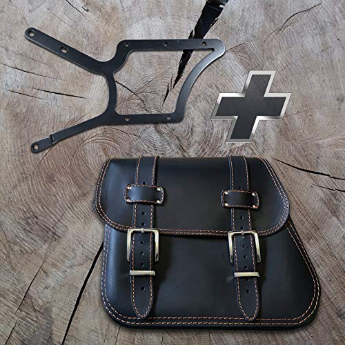 ORLETANOS Zeus ORANGE Seitentasche + Halter XL bis 2017 kompatibel mit Harley Davidson Softail Heritage Slim Satteltasche Tasche Seitenkoffer