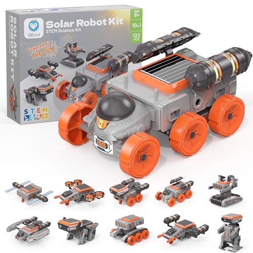Sillbird Juguete de Robot Solar para Niños 10 en 1 de 6 12 Años,Kit de Construcción Robótica Stem de para Adolescentes,Set de Experimentos,Idea de Regalo con Diseño Naranja para Niños y Niñas