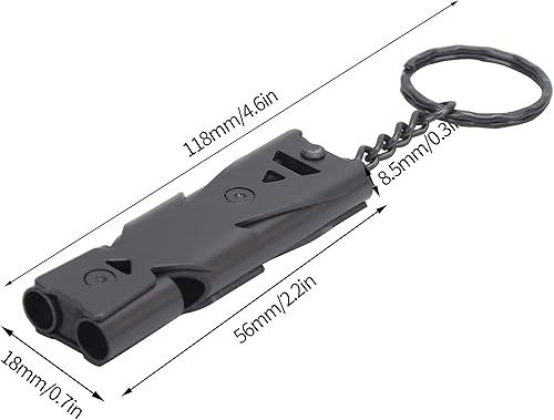 Miniatura 7 de Silbato de supervivencia, silbato de supervivencia de emergencia de doble tubo, 150 dB, llavero de supervivencia para acampar para pesca,