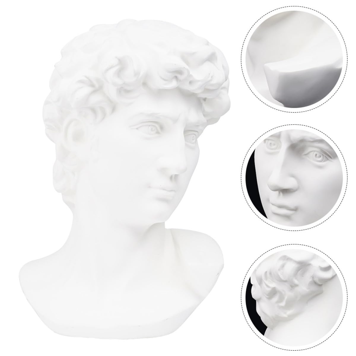 Happyyami Statua Decorativa in Resina Bianca Testa di David Stile Moderno per Arredamento Casa e Ufficio Funzione di Ausilio Didattico e Design Creativo Nordico