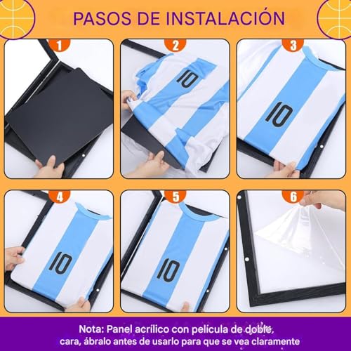 ZHUMCCY Marco Expositor Para Camisetas Deportivas | Soporte De Pared Para Camisetas De Fútbol En Madera | Caja De Almacenamiento Antipolvo Para Ropa Deportiva Para Casa Estudio Sala Dormitorio Hombres