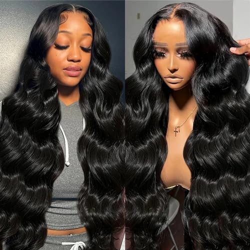 Lace Front Wigs Human Hair 13x6 Body Wave HD Transparent Lace Frontal Wig for Black Women 180 Density Glueless Wigs Pre Plucked with Baby Hair Super Soft(26 Inch,Natural Color)