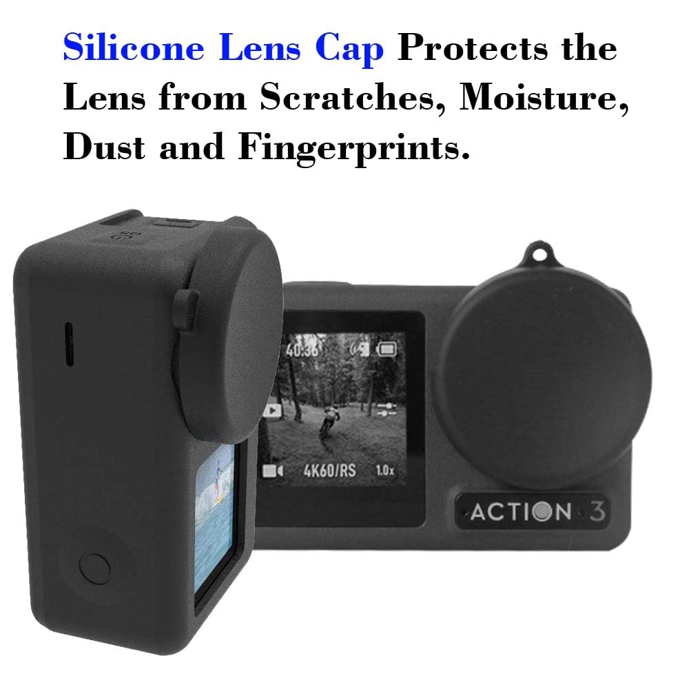 ULBTER Pellicola protettiva per DJI Osmo Action 3 + copriobiettivo, protezione in vetro temperato, 0,3 mm, durezza 9H anti-sfregamento, anti-impronte, anti-bolle [2+6 pezzi]