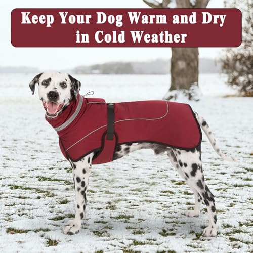 Axcimond Mantel Hund Wasserdicht Winter Hundemantel Warm Wasserdicht Hundejacke Fleece Hundepullover Hundemantel mit Fellkragen Reflektierend Winterjacke für Kleine Mittlere Große Hunde Regenmantel