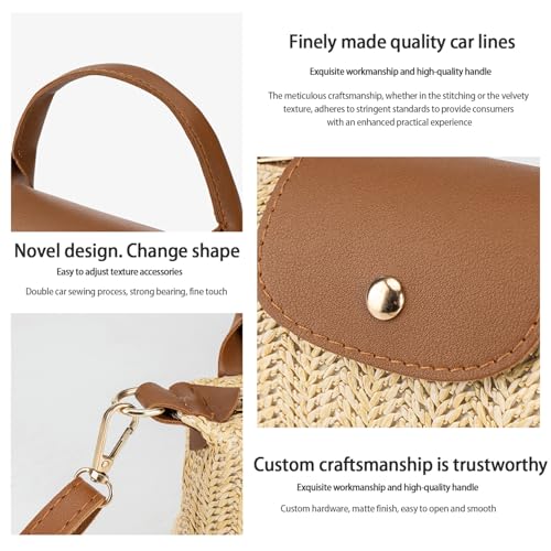 Bolsos bandolera tejidos de paja para mujer – pequeños bolsos estilo bohemio y chic, con correa ajustable miniatura 7