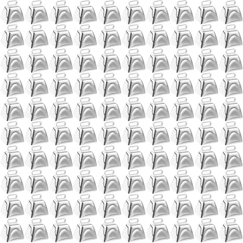 100 Pcs Mini Cow Bells for Crafts Christmas Small Cowbells Sliver
