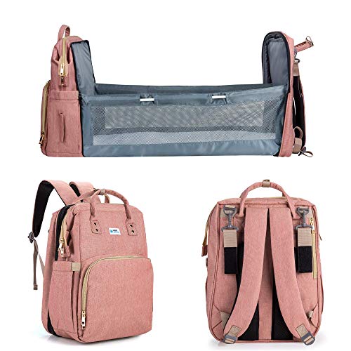 Image of MiggyAndHat Diaper Bag Backpack Pink Baby Shower Gifts Portable Travel Bags for Baby Registry Search Baby Boys Girls Bags Newborn Essentials Accessories Stuff Unisex Dad Mom Mens