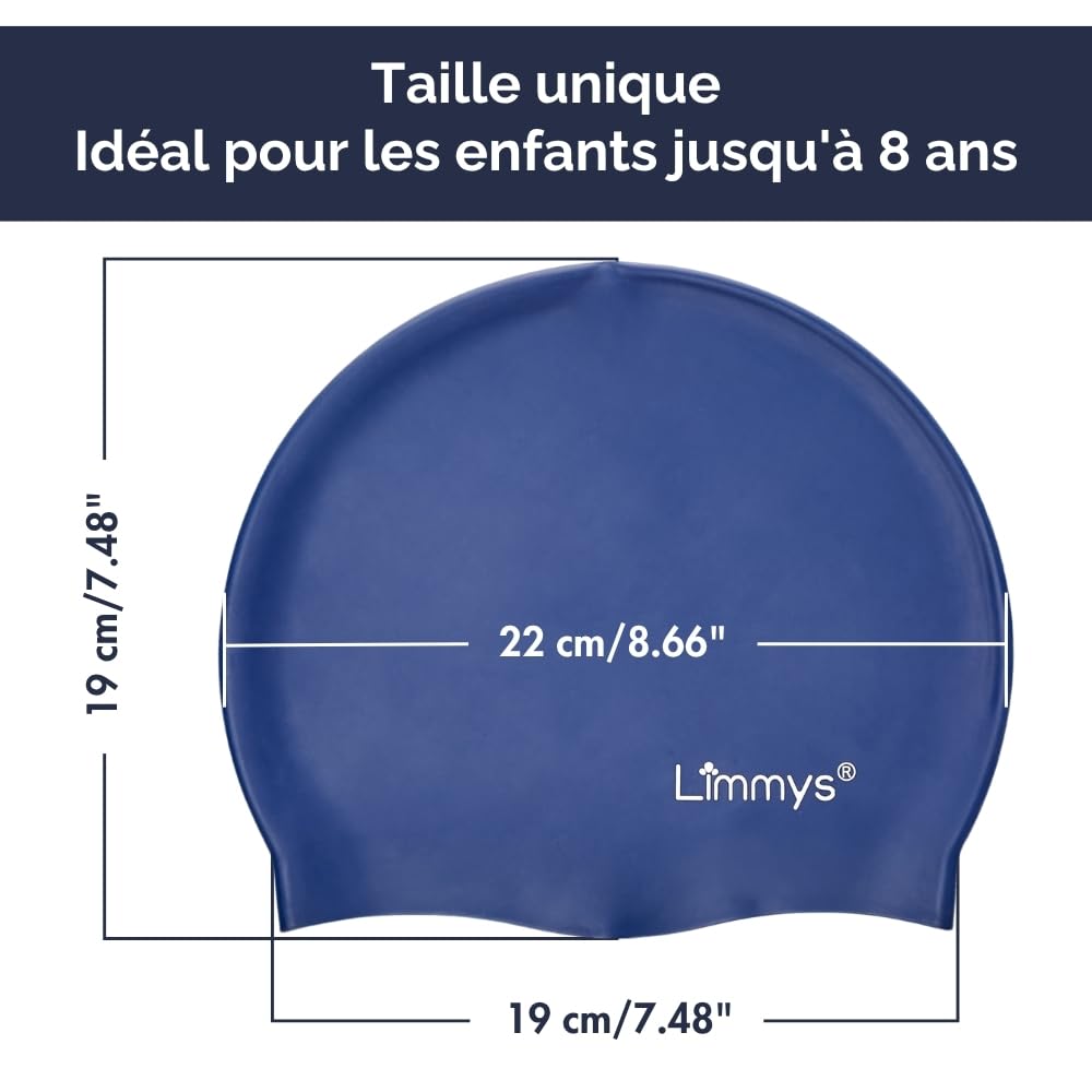 Limmys Bonnet de Bain en Silicone pour Enfants – Bonnet Doux Antidérapant pour Garçons/Filles – Ajustement Confortable Sans Tirer, Protection des Oreilles, Silicone Durable Sans Latex, Facile à Mettre