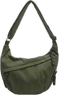 Hobo Bag for Women Men Crescent Shoulder Bag Retro Nylon Canvas Crossbody Bag Slouchy Corduroy Dumpling Bag Purse