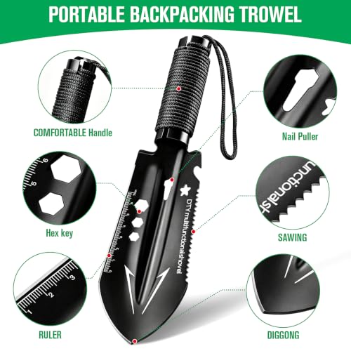 9-in-1 Ultralight Camping Shovel, Backpacking Trowel Multitool - Image 5