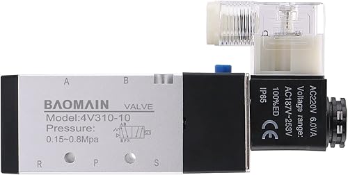 Miniatura 7 de Baomain Válvula neumática de aire del solenoide 4V310-10 DC 24V 5 vías 2 posición PT 3/8" tipo de actuación pilotado internamente Control eléctrico
