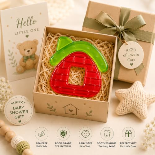 Image of CHICAGOZONE Premium Baby Silicone Teether Ring Toy - BPA Free Soft Teething Toy for Infants, Multi-Texture Sensory Chew Toy, Easy Grip Teether for Babies 3-12 Months, Cute Animal Design (Multicolor) (HOME SHAPE)
