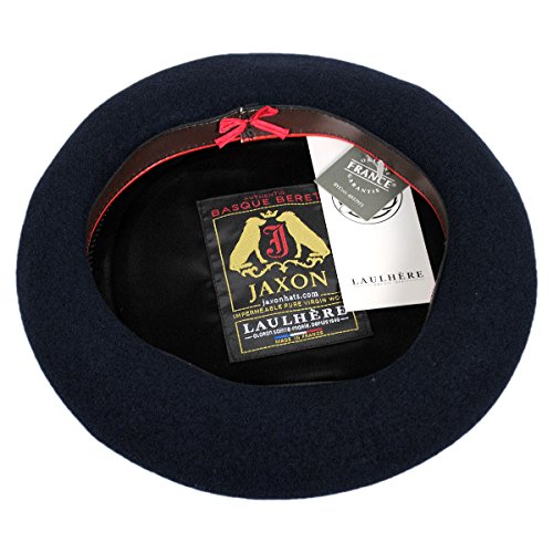 Jaxon Hats Wool Basque Beret by Laulhere (Medium, Navy Blue)