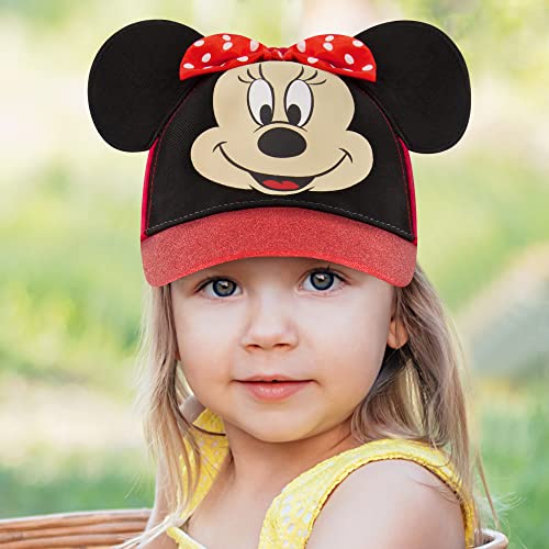 Disney Little Baseball Cap, Minnie Mouse Ears Adjustable Toddler Girl Hats For Kids, Red Glitter, Ages 2-4 & 4-7 #TOP1