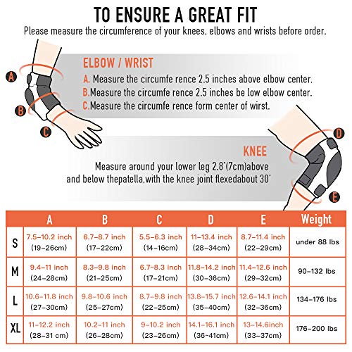 image for Joncom Knee Pads Elbow Pads Wrist Guards for Kids Youth Adult 3 in 1 P