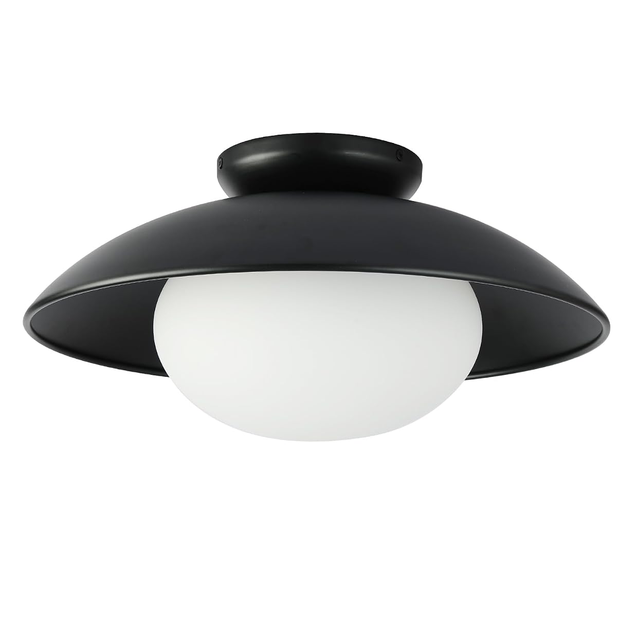 Pirxxiy Soft Black 15In Semi Flush Mount Ceiling Light Fixture, Bowl Lampshade