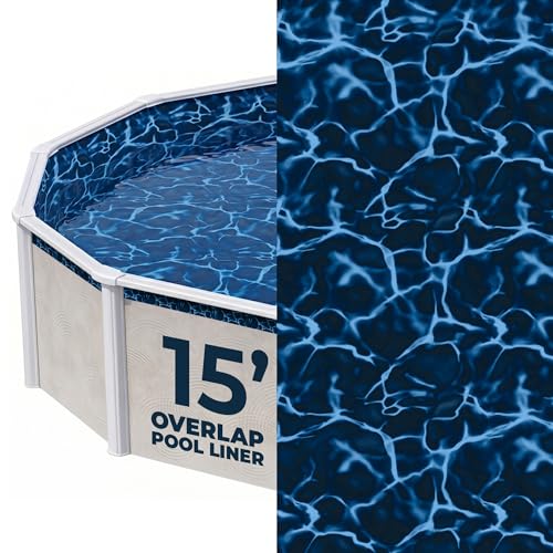 Blue Wave Evening Bay 15-ft Round Overlap Pool Liner for Above-Ground Steel Wall Pools Weather-Resistant Standard-Gauge Vinyl with Welded Seams for 48/54-In Depth Walls - Dark Blue