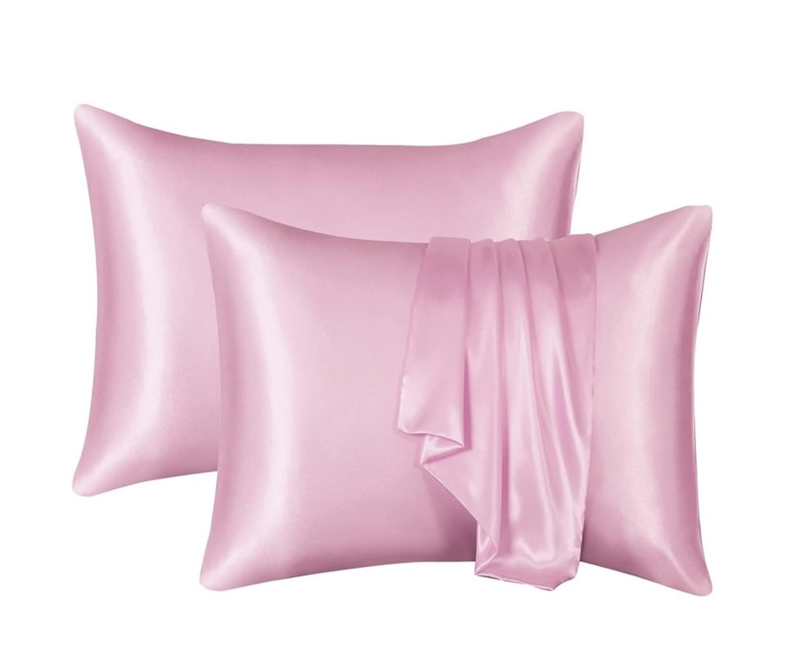 Silky Pillow Covers, Silk Pillowcase Decorative Multicolor 51x66-76cm(Pink,1PCx51x66cm(20x26in))