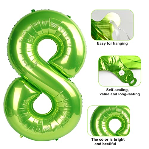 Image of 5 Balloon Numbers, 40In Green Balloons for Party Birthday Decorations | Eye-catching Appearance, Perfect Decorative Centerpieces, Convenient Self-sealing Structure, Widely for Various Occasions
