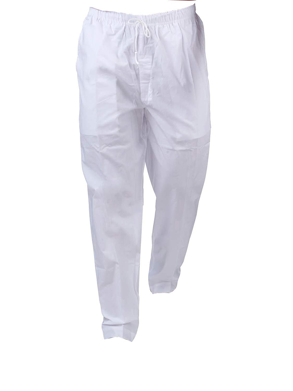 Men's Cotton White Pyjama 2 Side Pockets and Elastic Waist-picture-32
