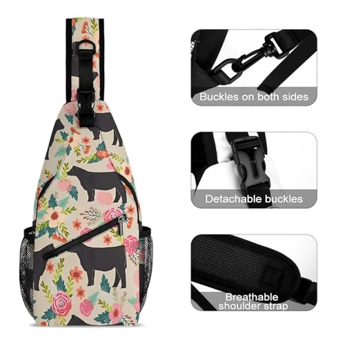 Morrales de hombro con diseño Pink Flower para adultos miniatura 3