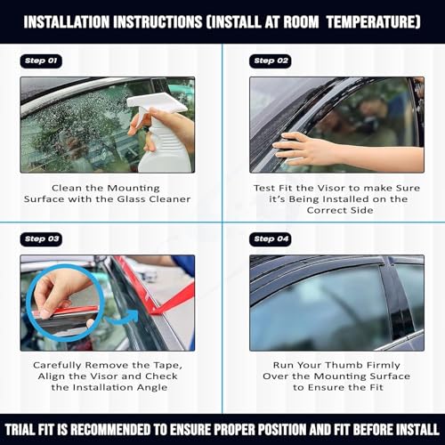 Image of Seltos Side Door Visor Car Rain Guard Compatible with Kia Seltos (Year 2025 Onwards) All Model - Chrome Lined Rear Window Wind Deflectors, Polycarbonate, Smoke, Set of 6 Pcs