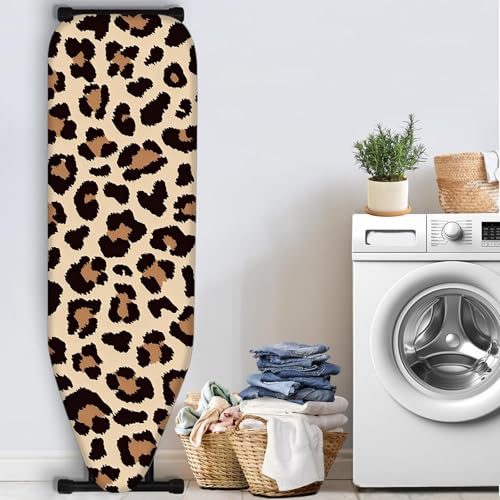 Image of Nuxovilar Leopard Print Ironing Board Cover 15x54 Polyester | Iron Pad Scorch Guard laundry helper protective board shield home laundry room craft studio (Leopard)