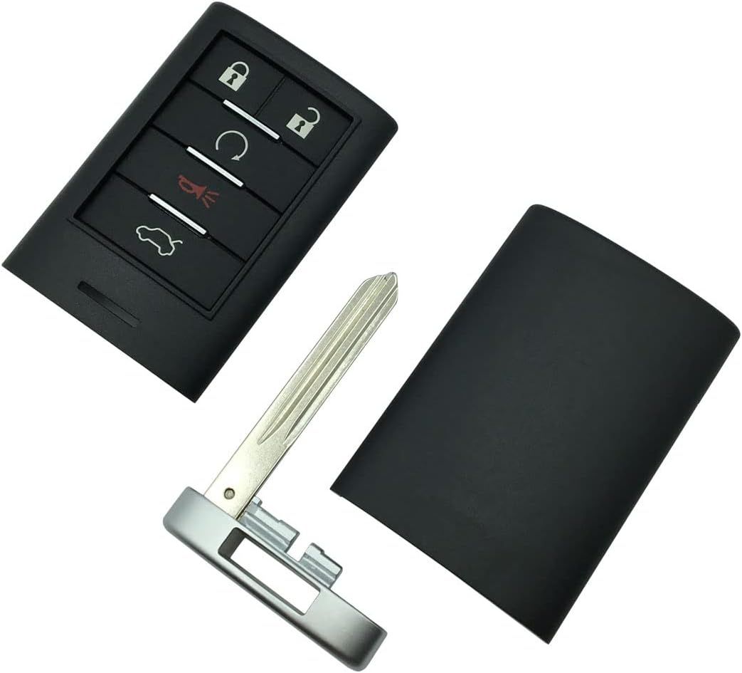 Simple Setup Replacement Key Fob Shell Case for Compatible Cadillac CTS 2008-2015/ STS 2008 - 2011 Keyless Entry Remote Car Key Fob Cover Casing with Blade Blank (5 Button-Style A)