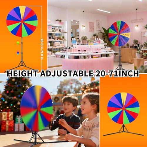CORTATY 24 inch Spinning Prize Wheel with Stand, Heavy-Duty Storable Spinning Wheel for Prizes, DIY Wheel Spinner for Trade Shows Carnivals Fortune Spinning Game, Heigh Adjusable 20\'\'-71\'\' - Thumbnail 3
